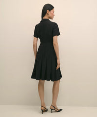 Crepe Pleated Shirt Dress