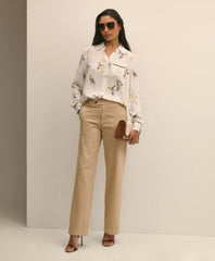 Crepe Tipped Soft Blouse in Bird Print