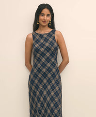 Crinkle Chiffon Plaid Maxi Dress
