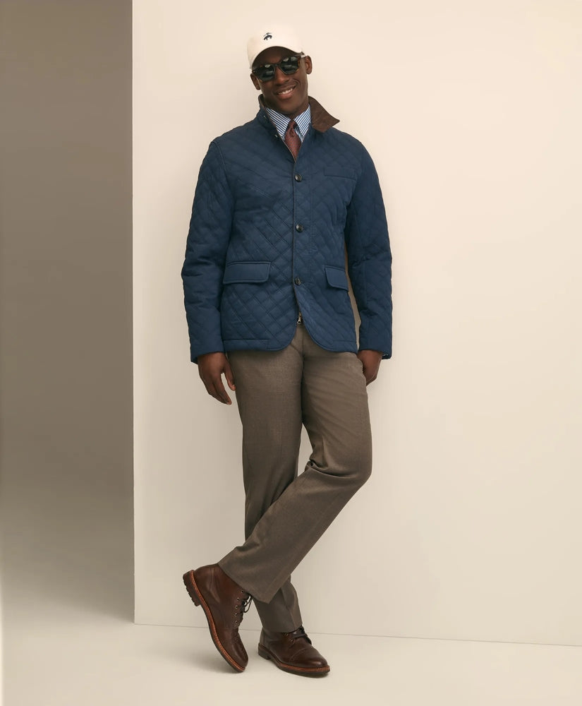 Diamond-Quilted Blazer in Cotton Blend
