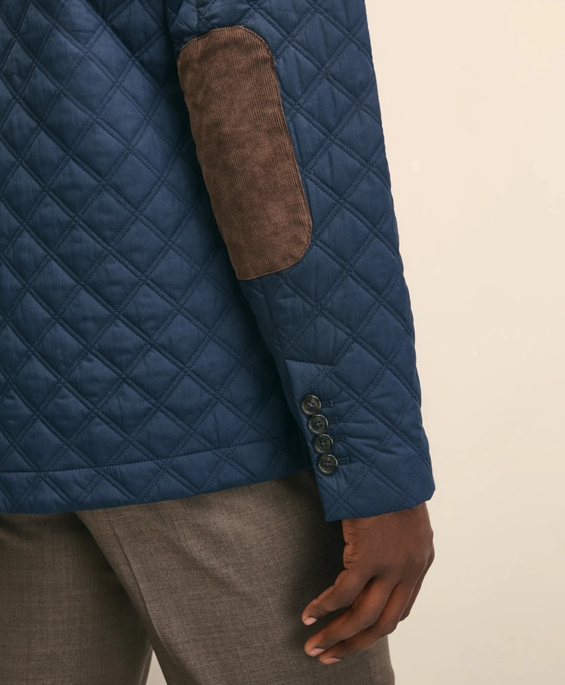 Diamond-Quilted Blazer in Cotton Blend