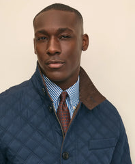 Diamond-Quilted Blazer in Cotton Blend