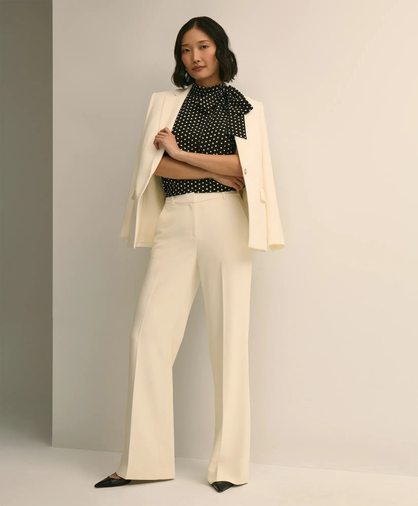 Dot-Print Tie-Neck Blouse