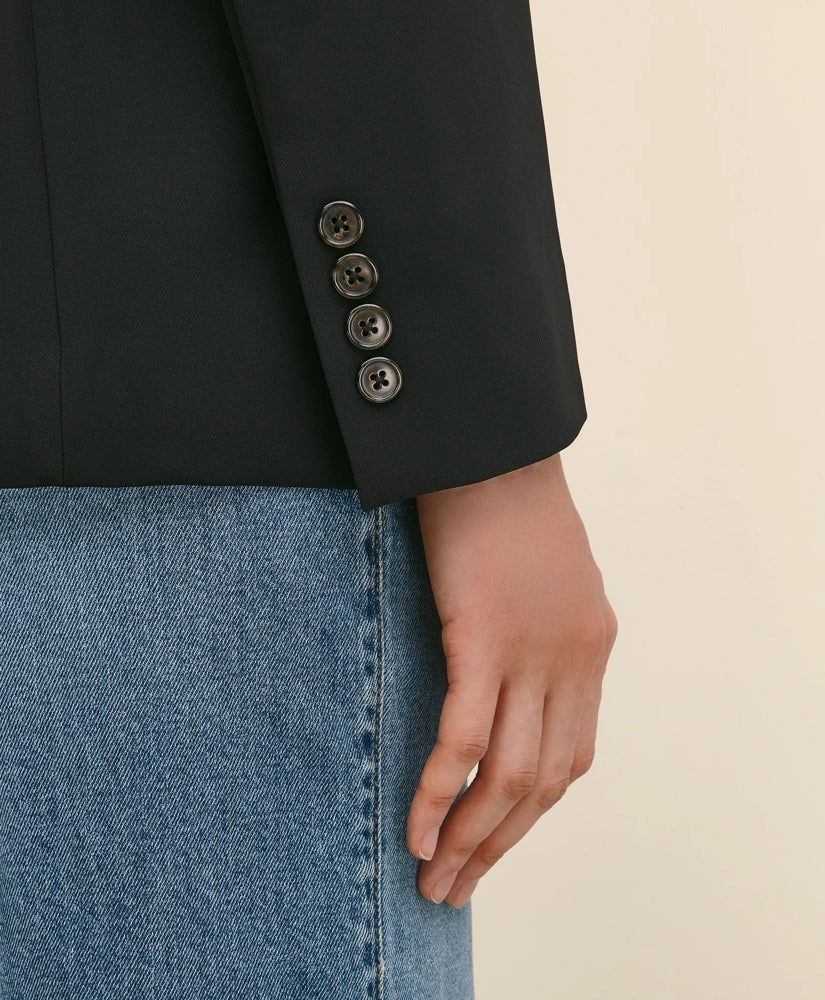 Double-Breasted Peak Lapel Jacket in Fine Twill Stretch Crepe