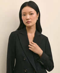 Double-Breasted Peak Lapel Jacket in Fine Twill Stretch Crepe