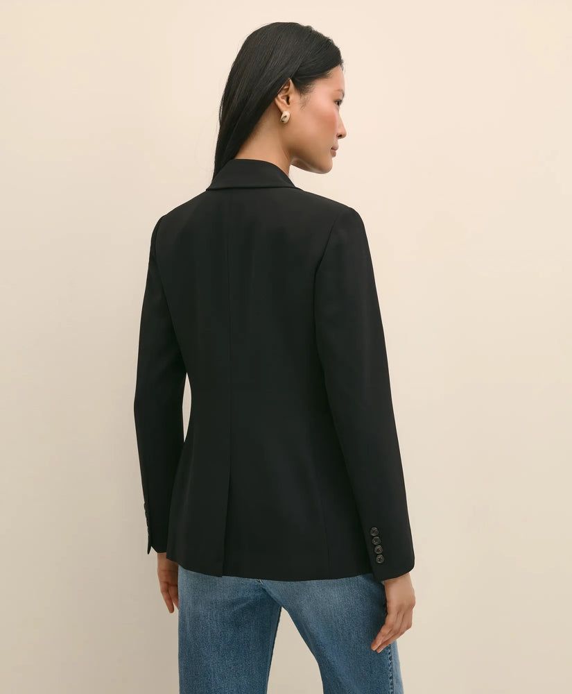 Double-Breasted Peak Lapel Jacket in Fine Twill Stretch Crepe