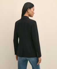 Double-Breasted Peak Lapel Jacket in Fine Twill Stretch Crepe