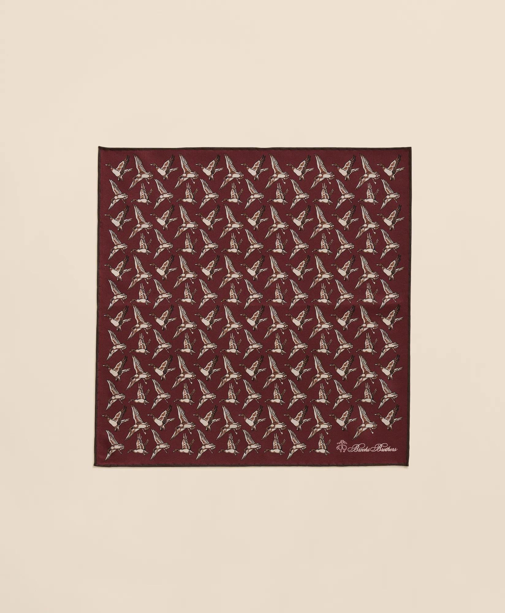 Duck Motif Silk Pocket Square
