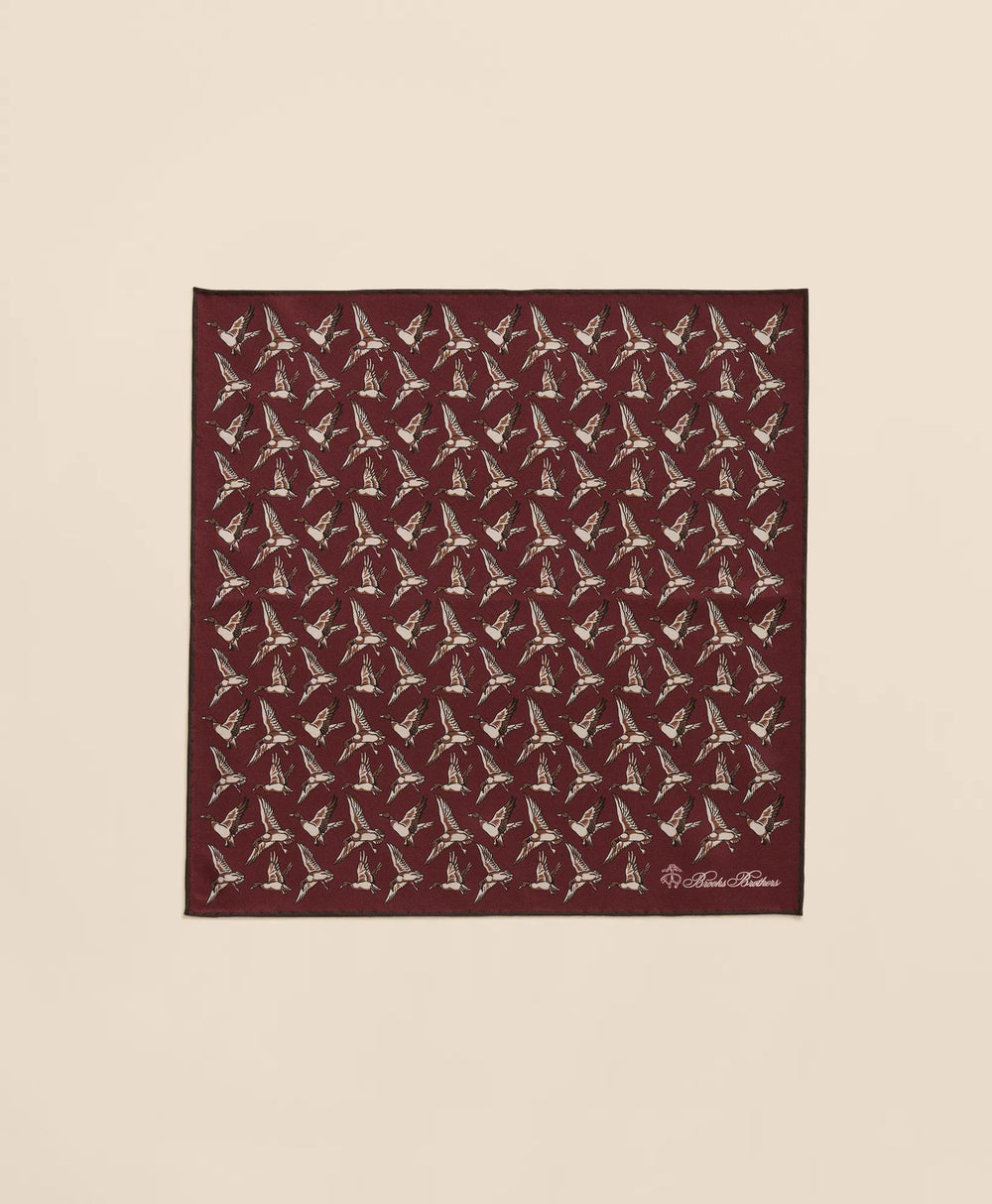 Duck Motif Silk Pocket Square