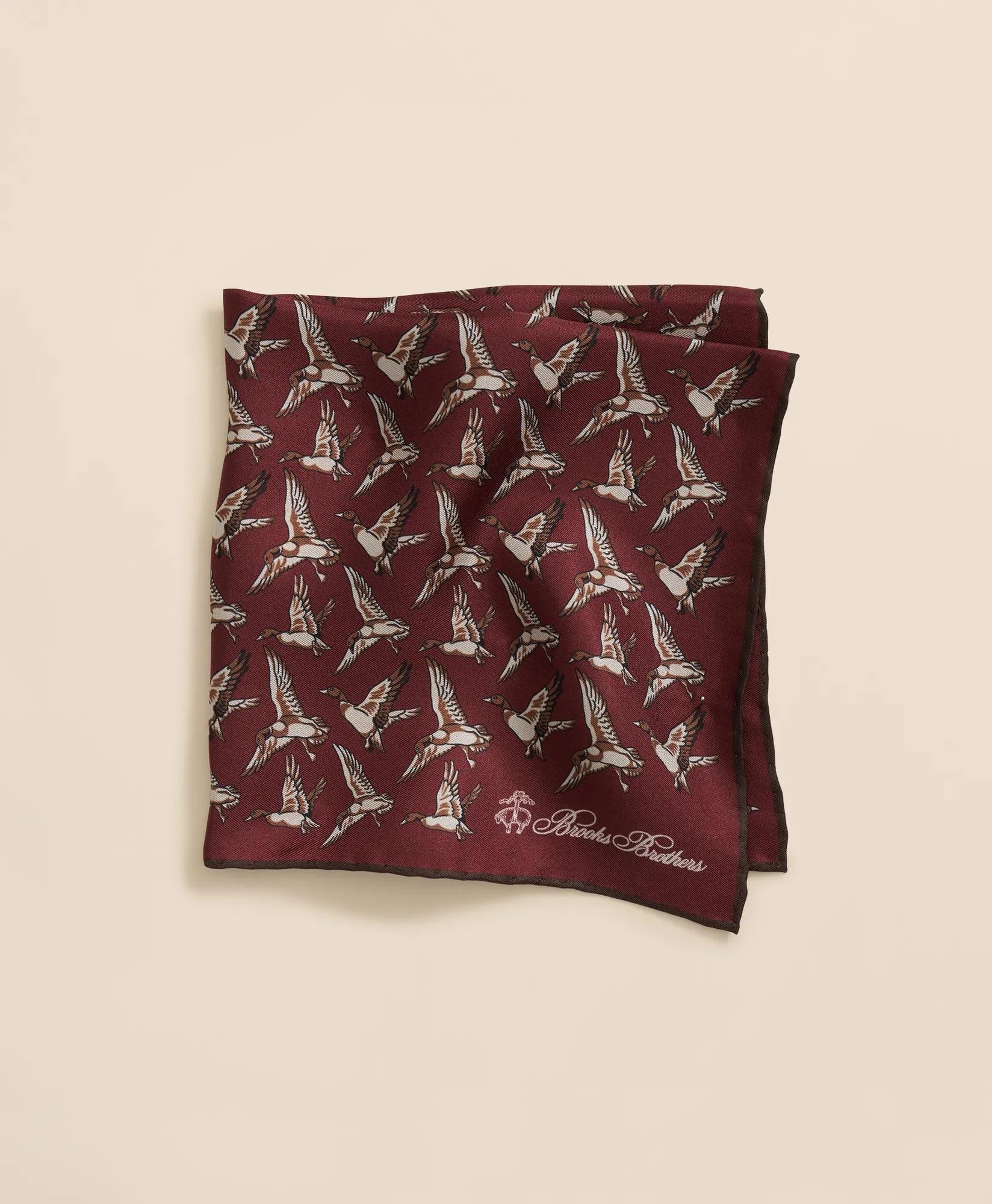 Duck Motif Silk Pocket Square