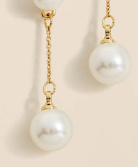 Faux-Pearl-Drop Fine-Chain Earrings