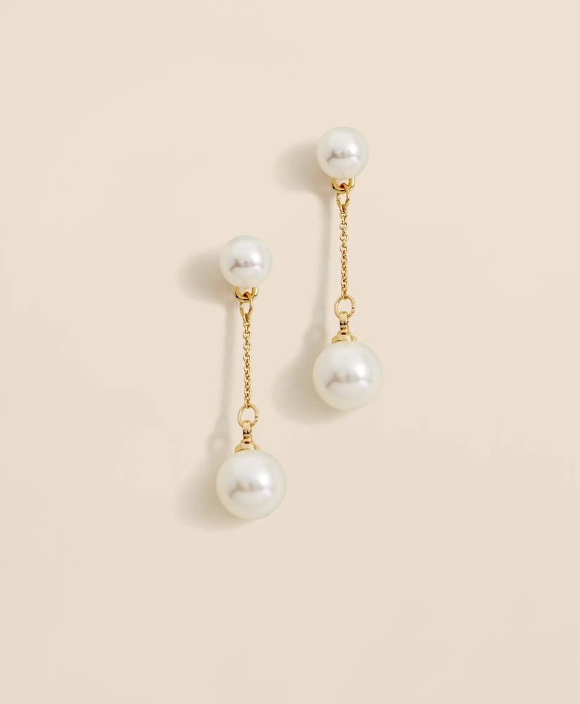 Faux-Pearl-Drop Fine-Chain Earrings