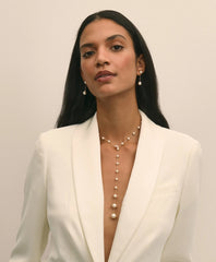 Faux-Pearl-Drop Fine-Chain Earrings