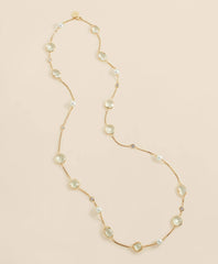 Faux Pearl, Faceted Glass and Cubic Zirconia Long Necklace