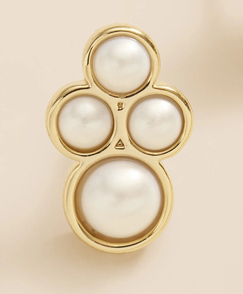 Faux-Pearl Gold-Plated Cluster Earrings