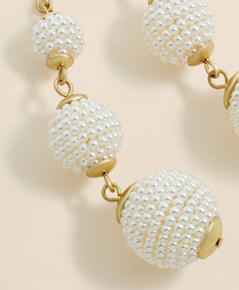 Faux-Pearl Sphere Linear Earrings
