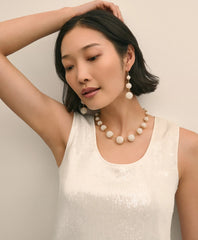 Faux-Pearl Sphere Linear Earrings