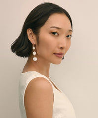 Faux-Pearl Sphere Linear Earrings