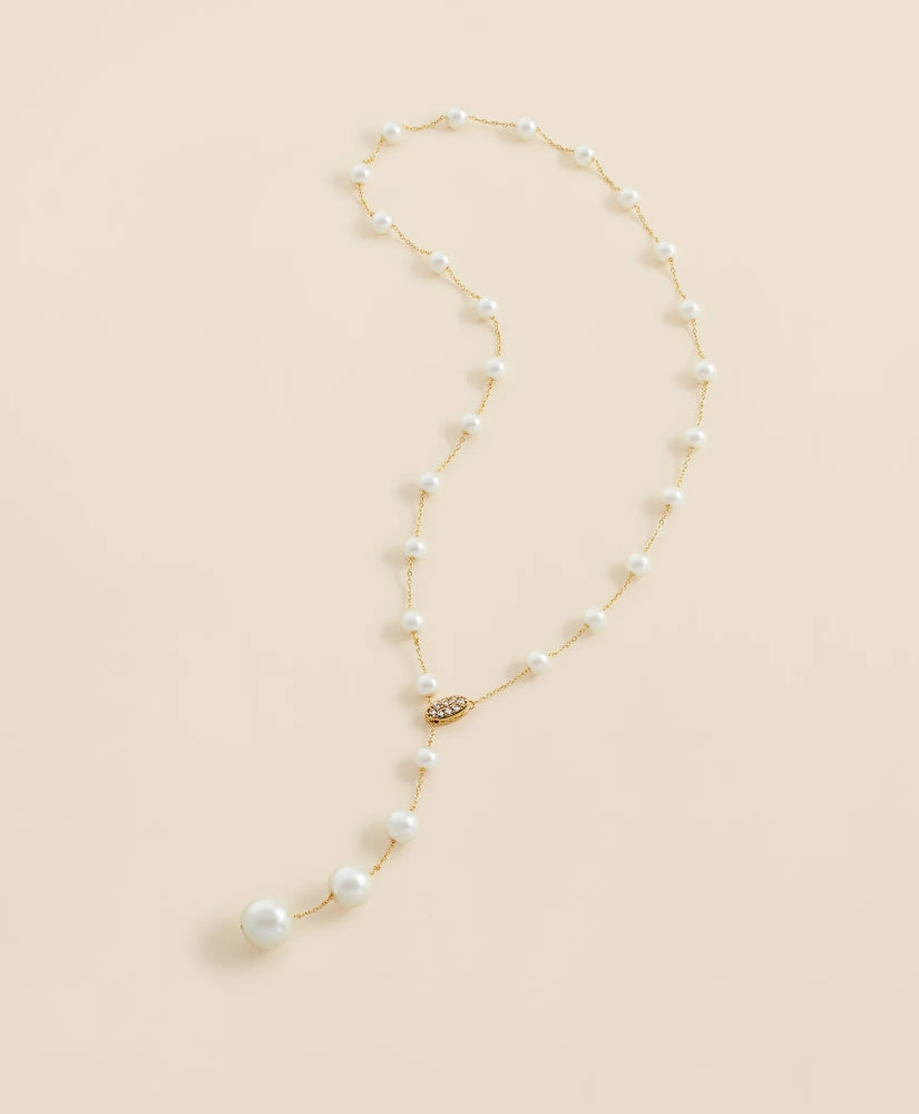 Faux Pearl & Gold-Toned Y-Neck Necklace