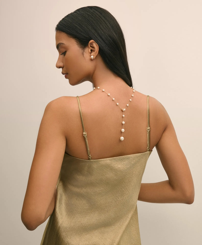 Faux Pearl & Gold-Toned Y-Neck Necklace
