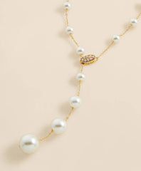 Faux Pearl & Gold-Toned Y-Neck Necklace