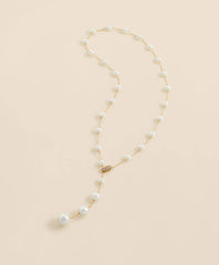 Faux Pearl & Gold-Toned Y-Neck Necklace