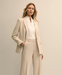 Fitted Funnel Neck Shirt in Non-Iron Royal Oxford Cotton