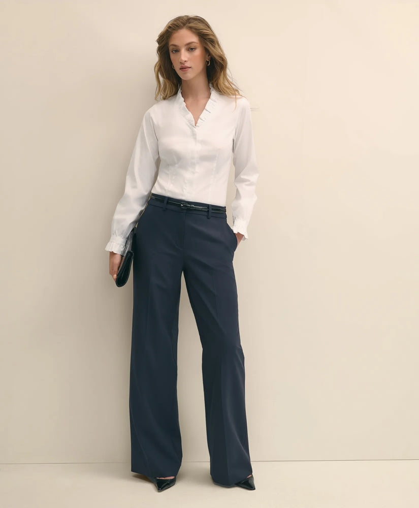 Fitted Non-Iron Stretch Supima® Cotton Ruffle Dress Shirt