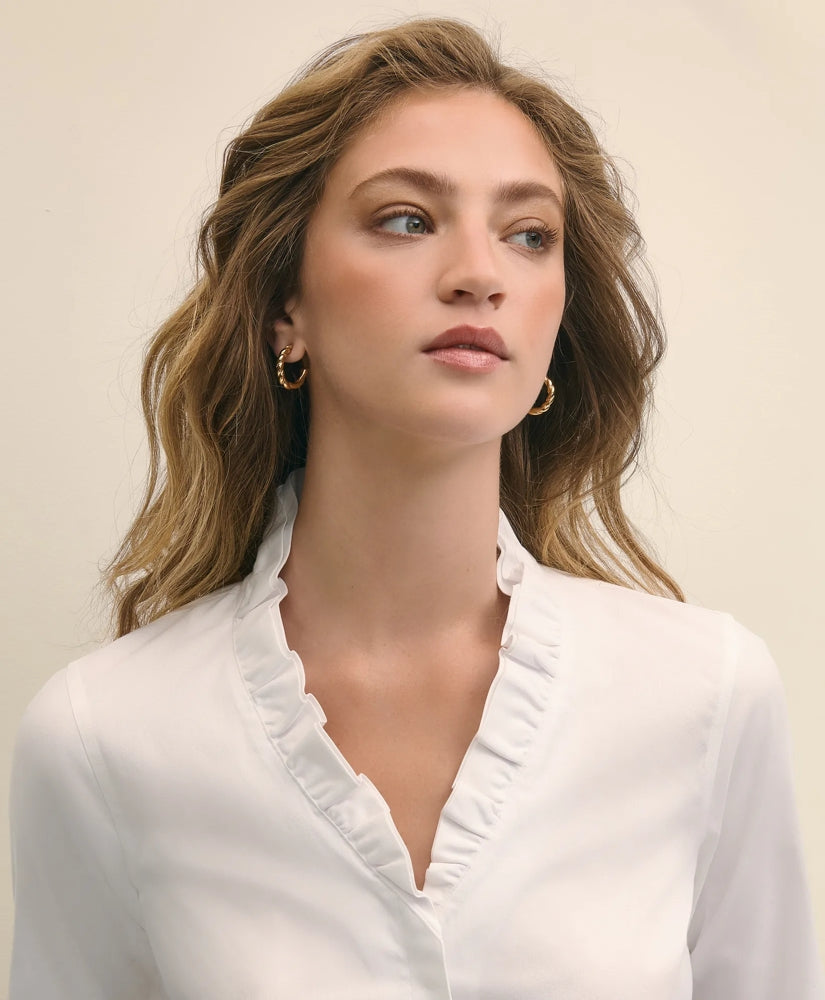 Fitted Non-Iron Stretch Supima® Cotton Ruffle Dress Shirt