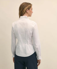 Fitted Non-Iron Stretch Supima® Cotton Ruffle Dress Shirt