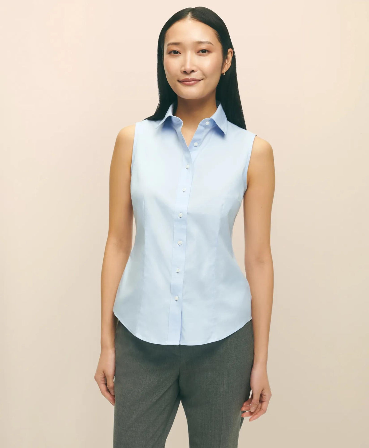 Fitted Non-Iron Stretch Supima® Cotton Sleeveless Dress Shirt
