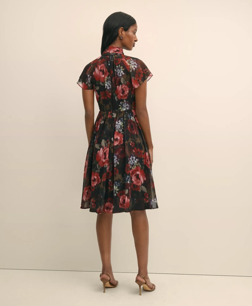 Flutter-Sleeve Halter Dress