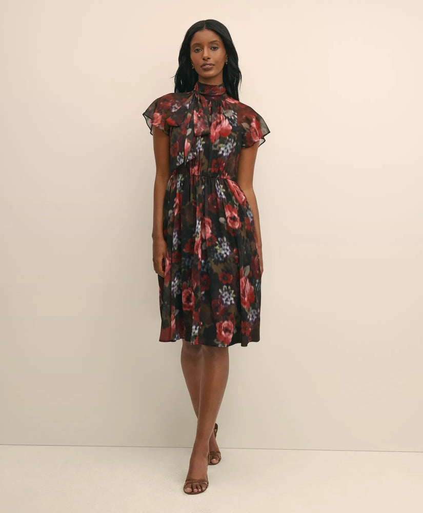 Flutter-Sleeve Halter Dress