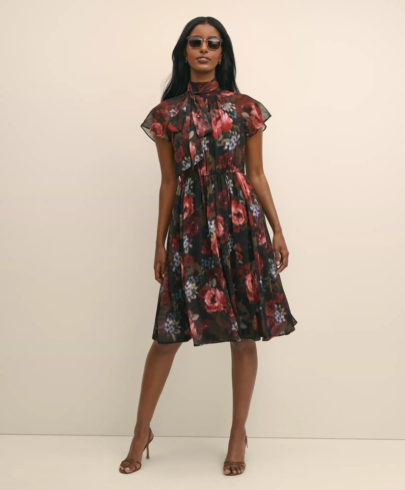 Flutter-Sleeve Halter Dress