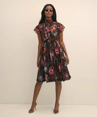 Flutter-Sleeve Halter Dress