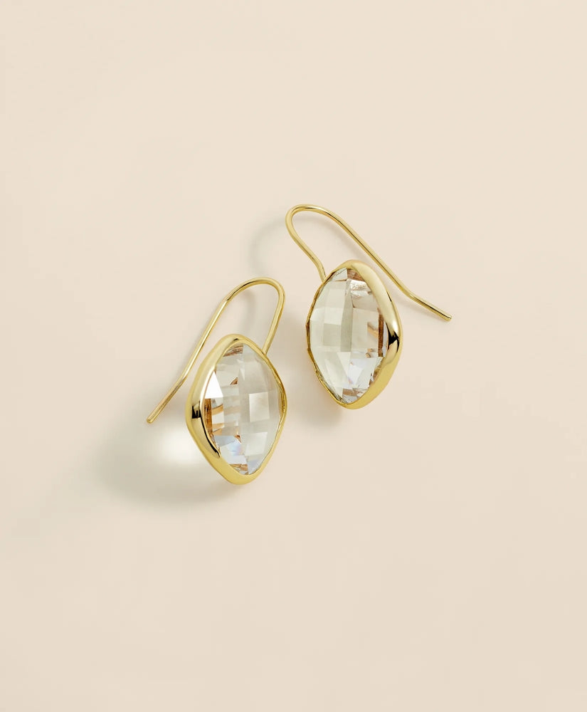 French-Wire Drop Earrings with Channel-Set Crystals