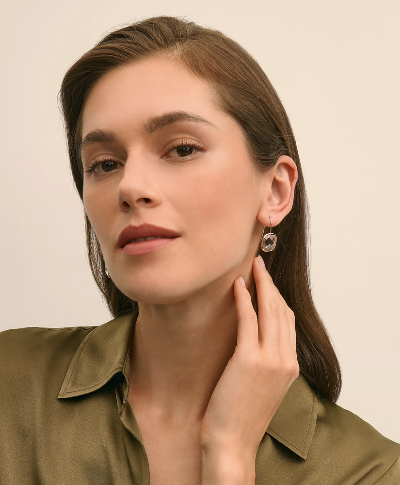 French-Wire Drop Earrings with Channel-Set Crystals