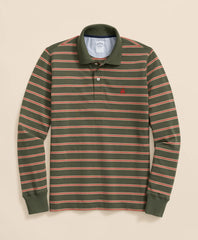 Golden Fleece® Stretch Supima® Long-Sleeve Striped Polo Shirt