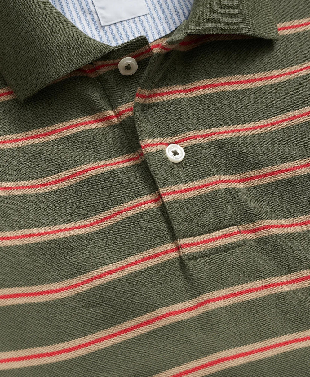 Golden Fleece® Stretch Supima® Long-Sleeve Striped Polo Shirt