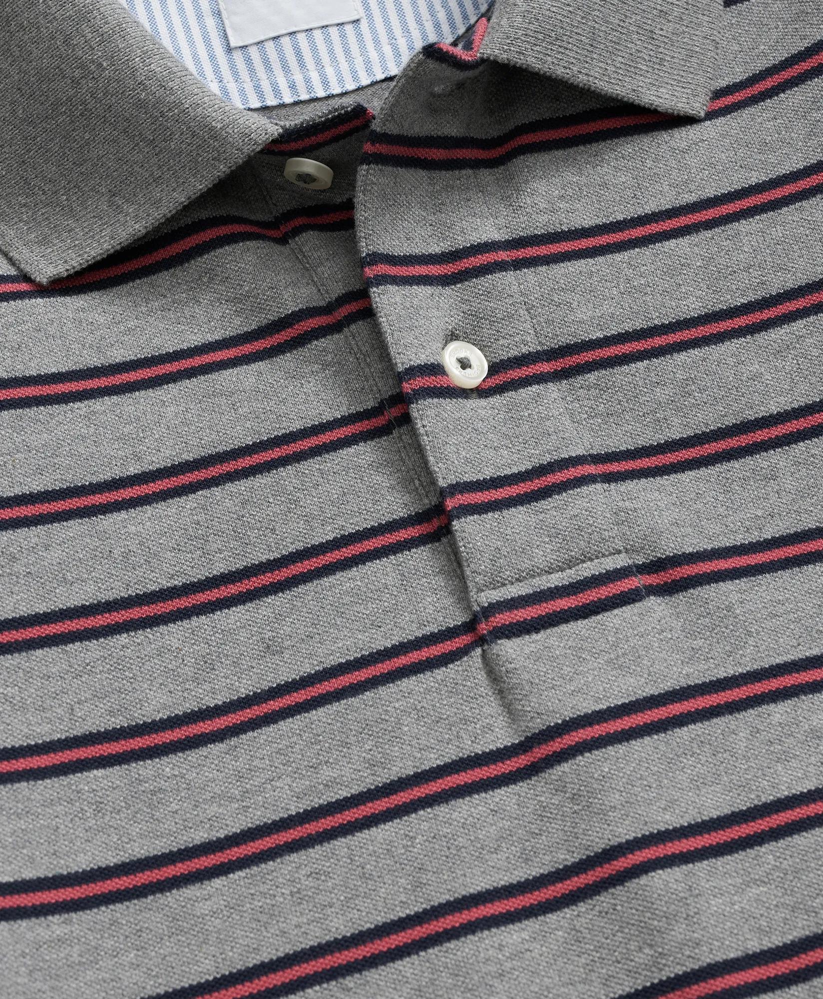 Golden Fleece® Stretch Supima® Long-Sleeve Striped Polo Shirt