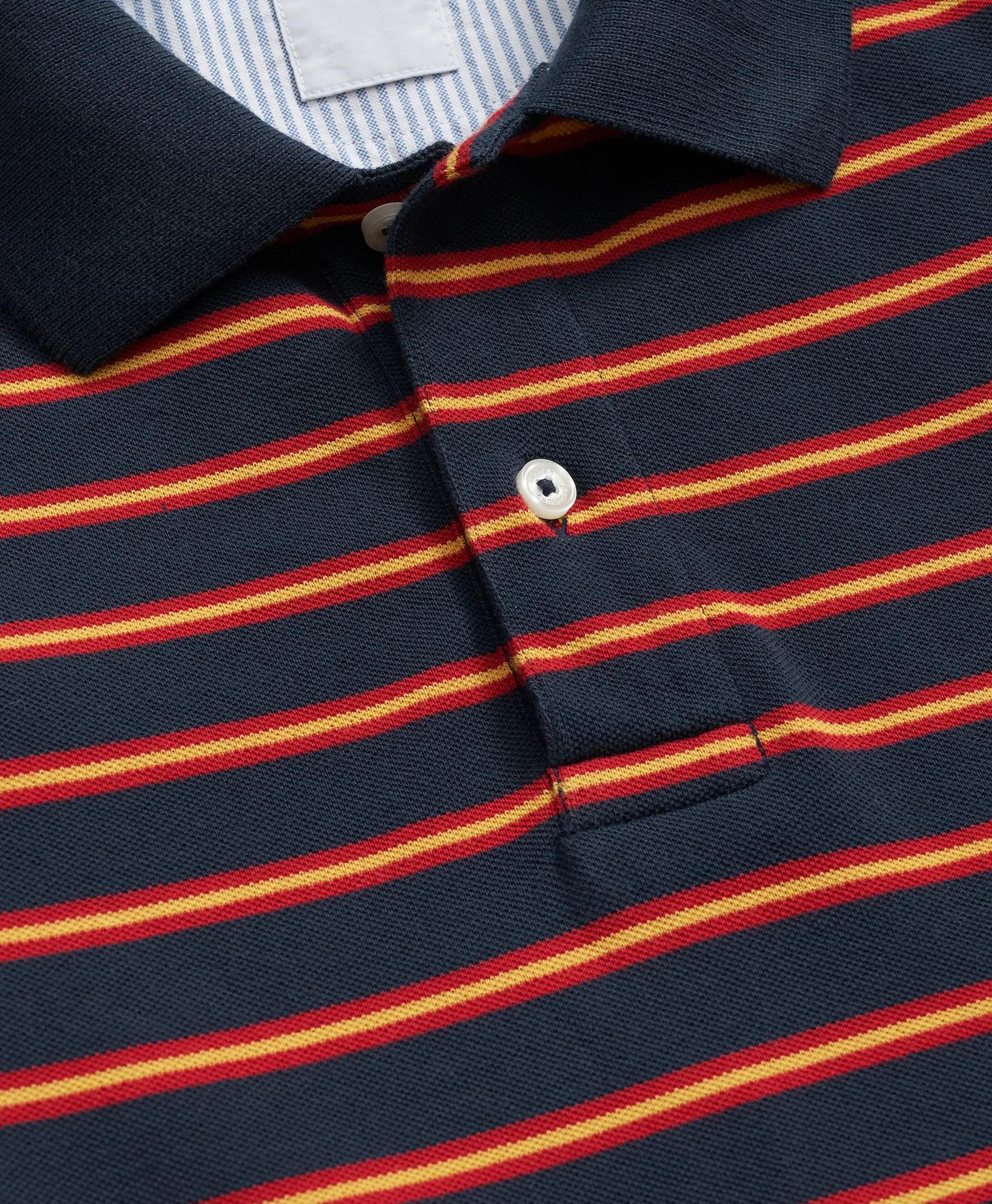 Golden Fleece® Stretch Supima® Long-Sleeve Striped Polo Shirt