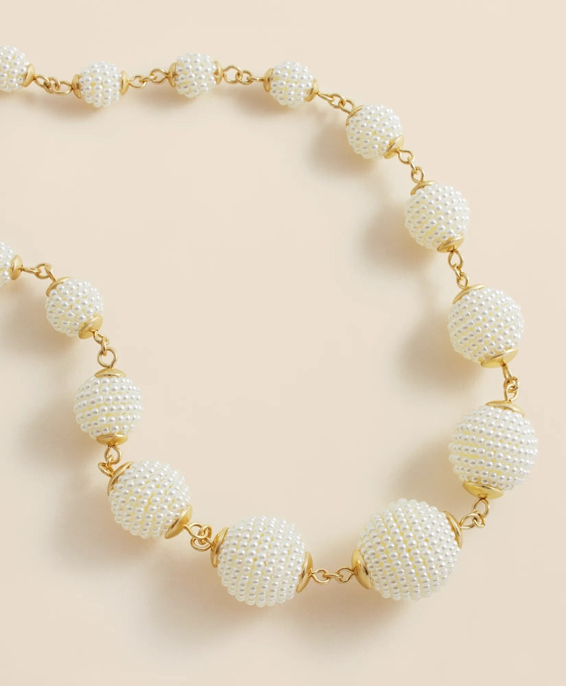 Gold-Toned Faux-Pearl-Sphere Necklace