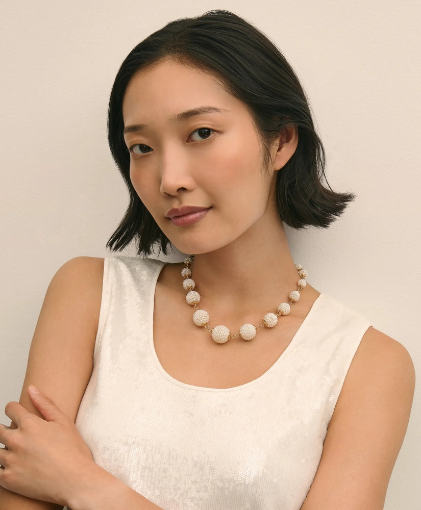 Gold-Toned Faux-Pearl-Sphere Necklace