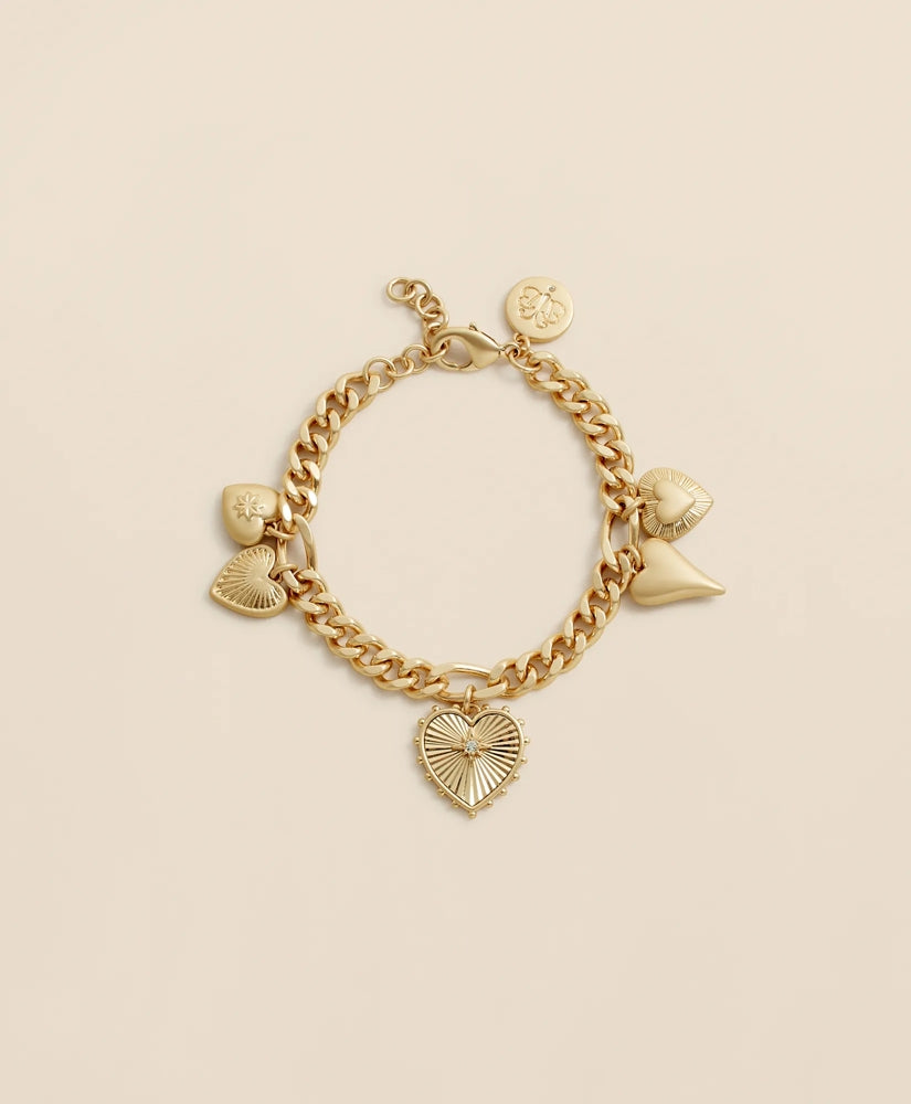 Gold-Toned Heart Charm Bracelet