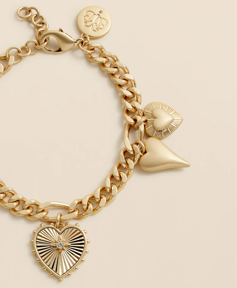 Gold-Toned Heart Charm Bracelet