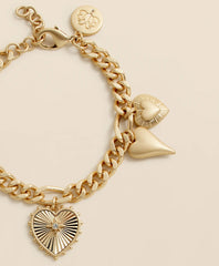 Gold-Toned Heart Charm Bracelet