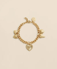 Gold-Toned Heart Charm Bracelet