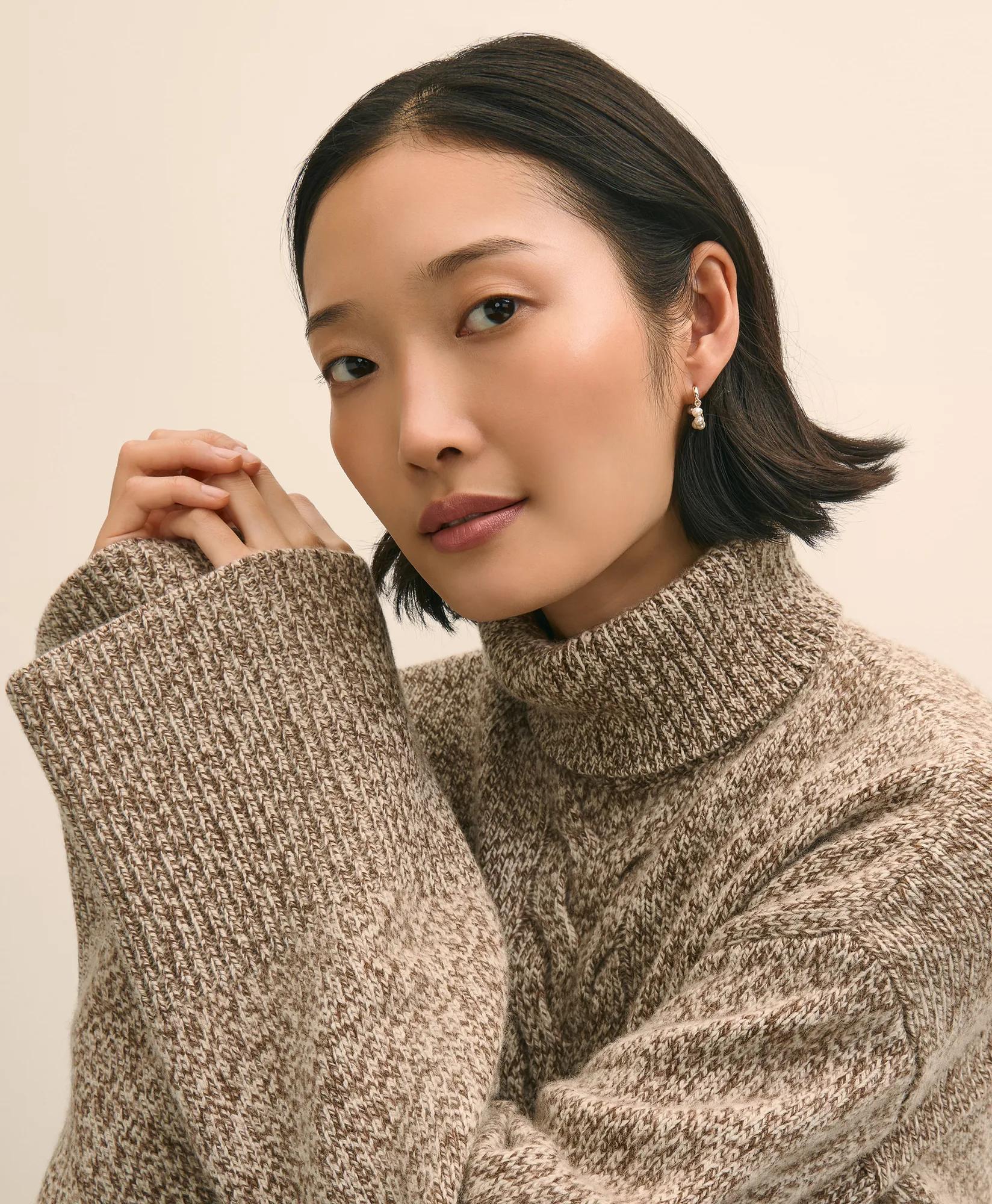 Gold-Toned Hoop Earrings with Drop Faux Pearls
