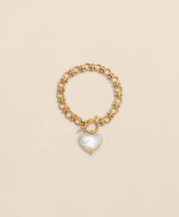 Gold-Toned Mother-of-Pearl Heart Bracelet