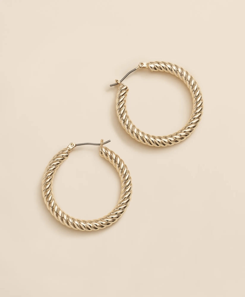 Gold-Plated Twisted Hoop Earrings